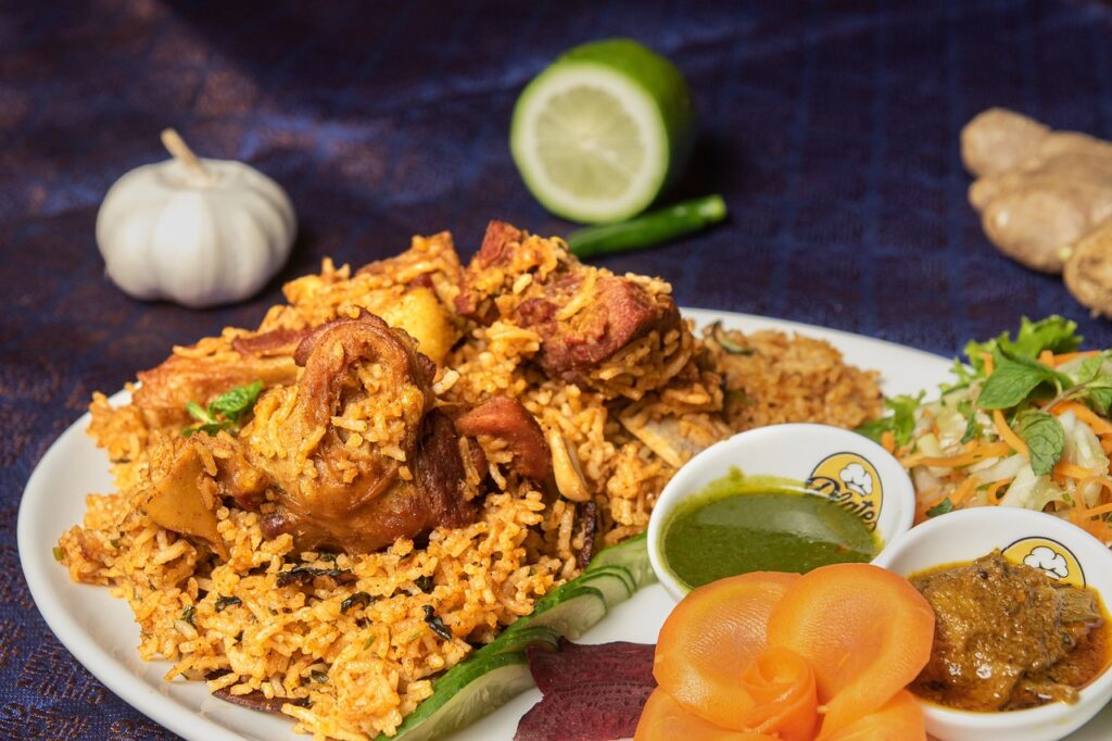 Biryani rice in a plate in the best restaurants in Narasaraopet