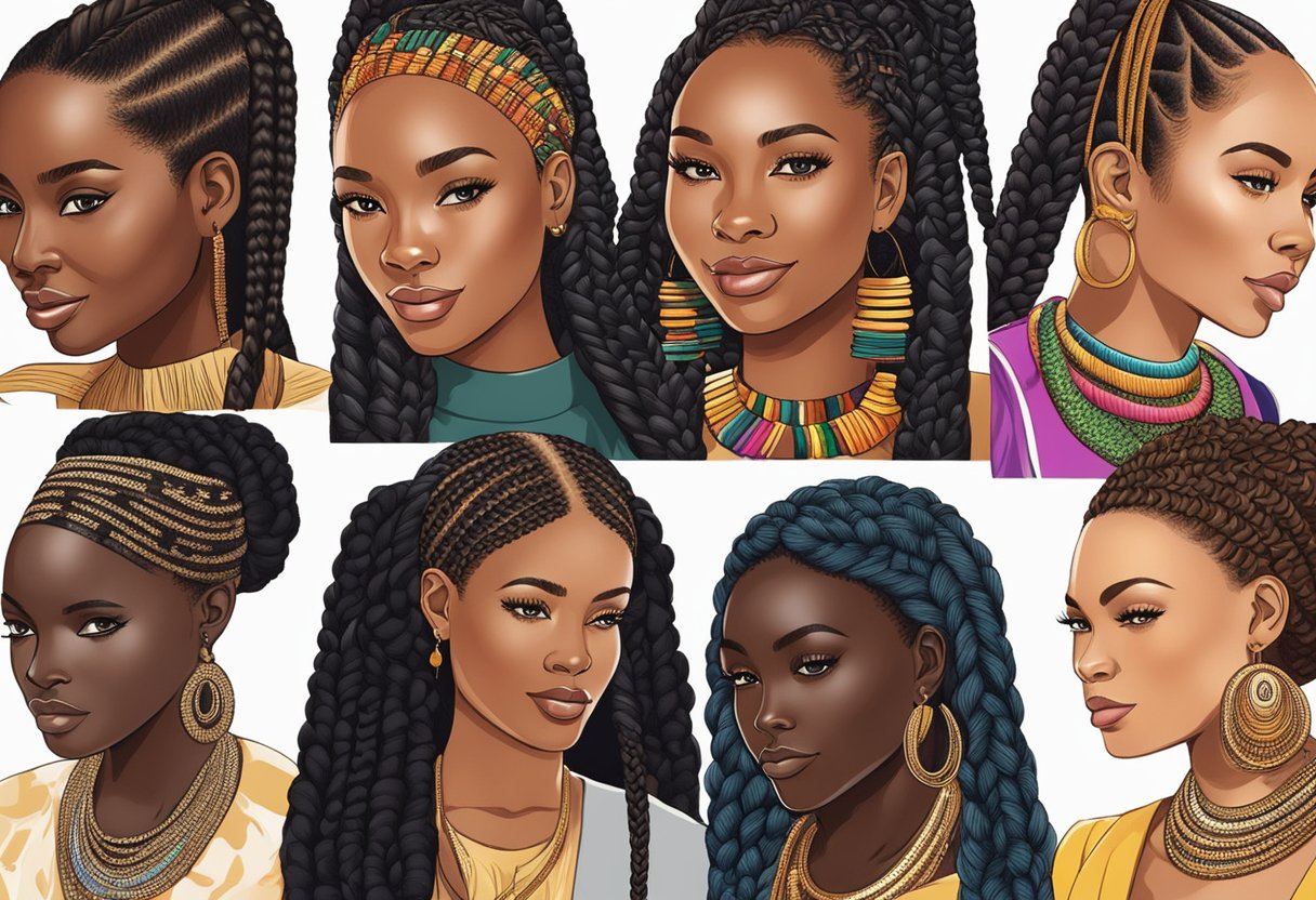 A close-up of intricate Ghana braids, showcasing 10 different African hairstyles